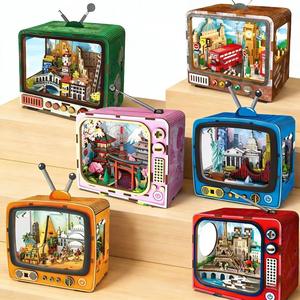 <span class=keywords><strong>Puzzle</strong></span> 3D en bois transfrontalier, miniature de télévision, monde miniature, jouet d'assemblage artisanal, ornement culturel et créatif, cadeau - Product Image 1