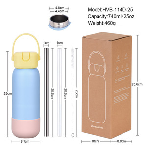 Bouteille d'eau de luxe 2026 en acier inoxydable de 25 oz, vente en gros, logo personnalisé, gourde isotherme sous vide, bouteille de sport avec poignée - Product Image 5
