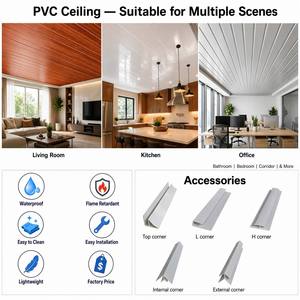 <span class=keywords><strong>Plafond</strong></span> suspendu <span class=keywords><strong>en</strong></span> PVC à âme creuse, résistant à l'humidité, d'origine usine, pour cuisine, sous-sol, salon - Product Image 2