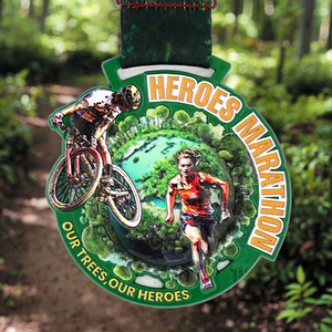 Maßgefertigte Zinklegierung Marathon-Medaille Lauf- und Radsport-Auszeichnung für Wald-Trail Outdoor-Ausdauer- und Umweltsportveranstaltungen - Product Image 1