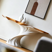 Table console de luxe légère, design en bois courbé artistique pour l'entrée de l'hôtel, le couloir, le salon, la décoration de la maison