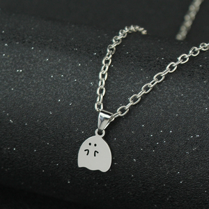 Dessin animé Couple fantôme étreinte pendentif collier avec lien chaîne bijoux de mode pour les femmes pour la saint-valentin exprimer l'amour - Product Image 4