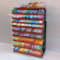 Présentoir en fil métallique pour supermarché, personnalisé pour biscuits, bonbons, snacks, boissons et bouteilles d'eau