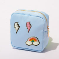 Petite trousse de maquillage imperméable en nylon de couleur bonbon, petite pochette à fermeture éclair pour enfants, organiseur de voyage portable, sacs cosmétiques