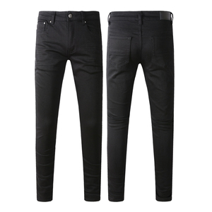 <span class=keywords><strong>Jeans</strong></span> <span class=keywords><strong>Skinny</strong></span> da <span class=keywords><strong>Uomo</strong></span> di Lusso di Alta Qualità Stile Retrò Street Vintage con Ricamo di Lettere, Leggermente Elasticizzati, Taglio Dritto Aderente con Strappi - Product Image 2