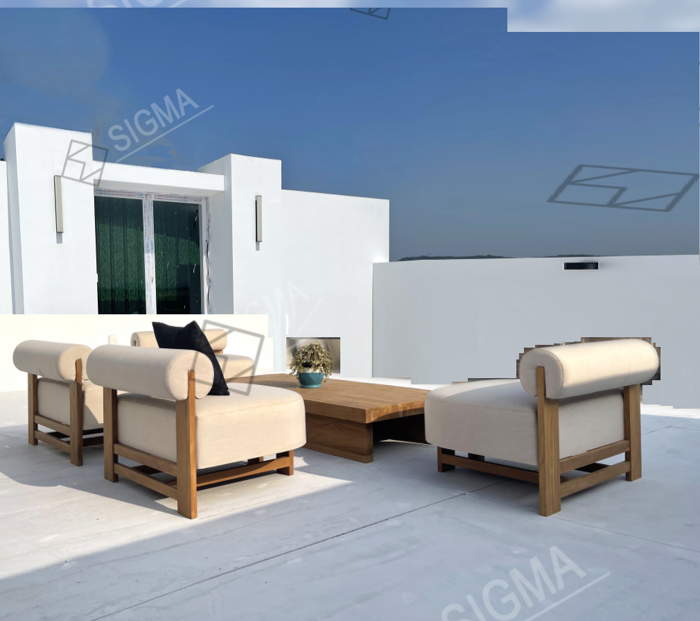 Modern Luxury Teak Solid Wooden Sofa Set Weather-Resistant Outdoor Furniture for Villas Courtyards Apartments-New Design