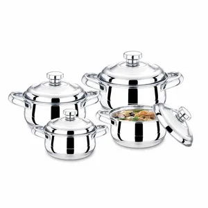 Stainless Steel Big Belly Induction Casserole Food Warmer 12pcs Stainless Steel Cooking Pot Cookware Set