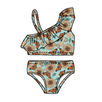 Nuevo Conjunto de Bikini para Niña, Traje de Baño de Dos Piezas con Volantes sin Mangas para Niñas Pequeñas, Estampados Personalizados, Ropa de Playa para Niños