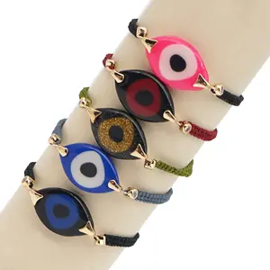 Handgemachtes gewebtes Armband Acryl harz Türkisch Big Evil Augen Paar Armband Verstellbarer Armband schmuck
