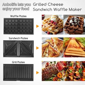 Anbolife Machine à <span class=keywords><strong>sandwich</strong></span> électrique avec assiettes antiadhésives, parfaite pour préparer le petit-déjeuner, le <span class=keywords><strong>fromage</strong></span> grillé, le <span class=keywords><strong>thon</strong></span> fondu et les collations - Product Image 6