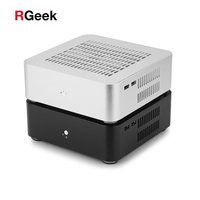 Rgeek L65S Mini ITX Case Komputer Case USB 2.0 Aluminium Desktop PC Mini Kasus HTPC Chassis dengan Lubang