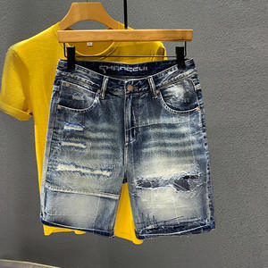 Truen 2023 vente chaude été Vintage nostalgique lavé déchiré Patch Denim Shorts hommes vêtements pantalons décontractés - Product Image 6