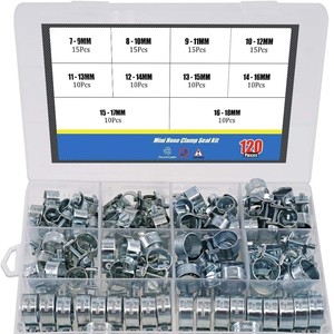 Sanya <b>Mini</b> Hose <b>Clamp</b> Set 7-18mm Steel 120Pcs For Repair And Replacement - Product Image 1