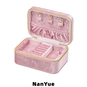 Caja de Joyería de Terciopelo de Lujo con Múltiples Compartimentos, Logotipo Personalizado, Cierre de Cremallera, Portátil, para Anillos, Collares, Pendientes, Pulseras, Caja de Almacenamiento de Joyas - Product Image 3