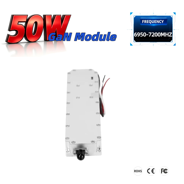 BLOCKWAVE 50W GaN RF Power Amplifier Module 6950-7200MHz 200/300MHz Bandwidth Anti-Drone Low Altitude Spectrum Monitor System
