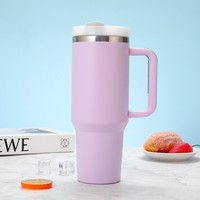 Gobelet isotherme américain en acier inoxydable de 40 oz, avec paille simple, design anti-renversement, portable, pour l'extérieur, en matériau 304