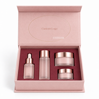 Solution tout-en-un OEM pour l'emballage de cosmétiques, de rouges à lèvres et de soins de la peau, boîte-cadeau magnétique rose en papier texturé avec insert en velours, logo personnalisé