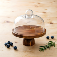 Creatieve acaciahouten taartplateau, snackbord, desserttafel presentatiestandaard, houten fruitplateau op hoge voet