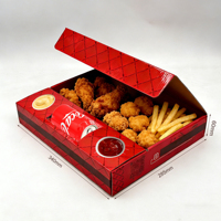 Caja Combinada de Papel Corrugado Personalizada al por Mayor, Biodegradable, para Comida para Llevar, Envasado de Comida Rápida para Alimentos Fritos, Salsas y Bebidas