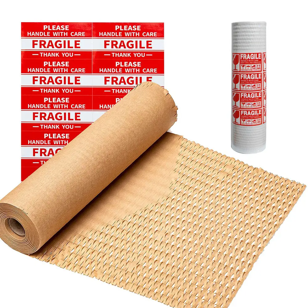 Papier d'emballage de coussins, 50 pièces, en forme de nid d'abeille, matériaux bruts importés, papier Kraft Recyclable