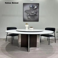 Table à manger rotative en ardoise, style moderne minimaliste et luxueux, pour la maison, l'appartement, l'hôtel, l'école, la villa - 4 places