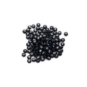 Perline Iln con numeri bianchi su sfondo nero 4x7mm per artigianato 17g - Product Image 1