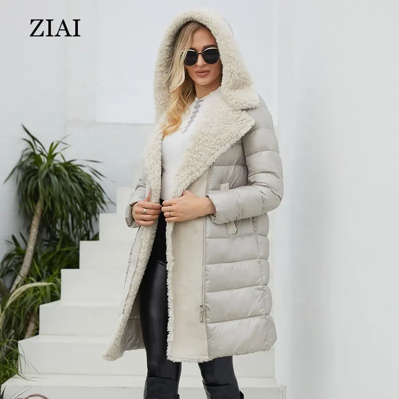 Оптовая продажа, утепленная стеганая куртка с капюшоном, женская зимняя теплая длинная куртка на белом утином пуху 90