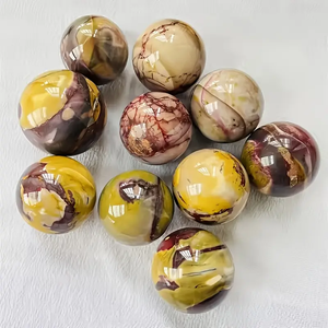 1 bola de cristal de esferas de Moonkite natural, diseño de mármol vibrante, decoración del hogar de piedra natural con remolinos dorados, marrones y blancos - Product Image 3