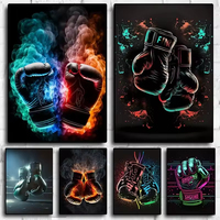 Néon boxe gants de boxe gant peinture esthétique chambre mur dessin animé décor Bar vivant boxe Gym décor à la maison photos