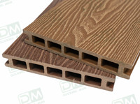 Plancher de terrasse en WPC creux moderne, imperméable et antidérapant, revêtement de sol technique, surface à grain de bois gaufré 3D, épaisseur 25 mm, pour jardin