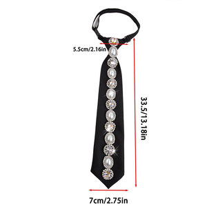 Corbata Ajustable de Perlas y Diamantes de Imitación para Mujer, Elegante Lazo de Poliéster con Patrón Geométrico para Fiestas - Product Image 3