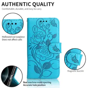 For Iphone 13 Pu Rose Phone Case Business Leather Wallet Stand Phone Case For Iphone 13 12 11 Pro Max