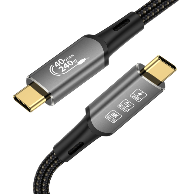 USB 4 Cable Thunderbolt 4 Pro Cable 240W USB C PD Charge Supports 40Gbps Data Transfer and 8K/60Hz for Monitor Hubs