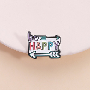Be Happy Flèche Broche Épingles En Émail Creative Positive Détorate Broches En Métal Sac À Dos Revers Badge Bijoux Cadeaux pour Enfants Amis - Product Image 3