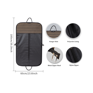 Sacs à vêtements de voyage pliants rayés de luxe avec sac de couverture de stockage de vêtement de costume Oxford de poussière de logo - Product Image 4