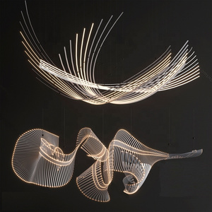 Moderno Design creativo scandinavo linea astratta lampadari di illuminazione a sospensione per camera da letto Lobby Hotel sala espositiva per camera - Product Image 1