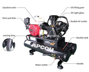Compresseur d'air à piston à essence 37L, moteur GX200, débit élevé 550L/min, pompe à air portable pour atelier de réparation automobile - Product Image 2