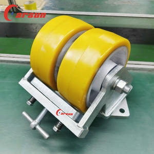 Extra schwere 8-Zoll-Doppelradrollen Starre Lenk rolle 200mm Eisenkern kugellager Industrie rollen Polyurethan stahl - Product Image 5