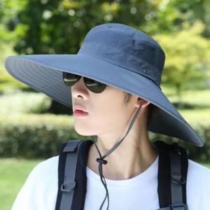 Men's Wide Brim Sun <b>Hat</b> Breathable UV Protection Outdoor Fishing Hiking <b>Hat</b> <b>Summer</b> Bucket <b>Hat</b> Polyester Adult - Product Image 1