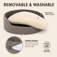 Lit pour animaux de compagnie en velours côtelé rond ZT avec fonction chauffante pour chiens, tapis chaud d'hiver, couleur unie, style moderne, lavable à la main