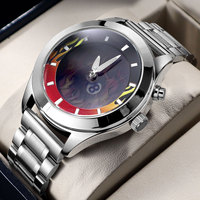 Montre numérique à quartz pour homme Millennium Retro, affichage de flamme animé unique, bracelet en acier inoxydable futuriste créatif, montre Mahjong