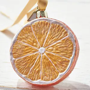 Fetta di forma personalizzata di vetro lucido frutta arancione ornamento natalizio decorazione alimentare polonia