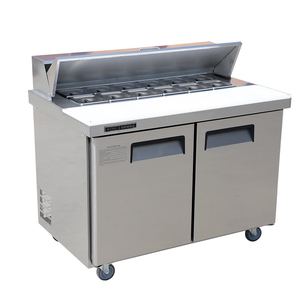 Tủ lạnh làm mát bằng khí, một nhiệt độ, bằng thép không gỉ, dùng cho quầy salad, chuẩn bị sandwich, có mặt bàn làm việc và cửa kính trượt - Product Image 3
