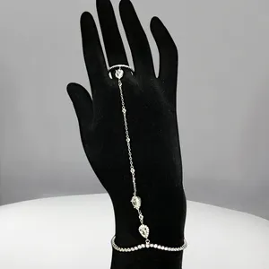 Fashion 925 Sterling Silver Chain Band Ring Bracelet Finger Ring Bracelet Hand Back Chain Jewelry Conjoined Bracelet