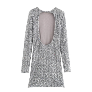 ZATRHMBM 2026 Nuova Collezione Primavera/Estate Abito da Donna con Paillettes, <span class=keywords><strong>Vestito</strong></span> Elegante Casual Retrò a <span class=keywords><strong>Maniche</strong></span> <span class=keywords><strong>Lunghe</strong></span> con <span class=keywords><strong>Schiena</strong></span> <span class=keywords><strong>Scoperta</strong></span> - Product Image 2