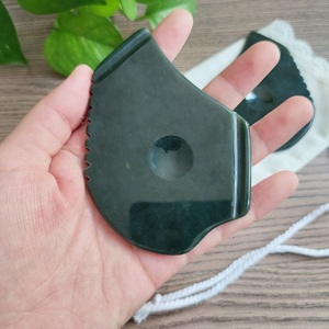 GUA SHA-mascarilla FACIAL de JADE de nefrita verde, herramienta de <span class=keywords><strong>Intro</strong></span> Gua Sha de alta calidad, Jade de nefrita, herramienta de terapia de belleza - Product Image 2