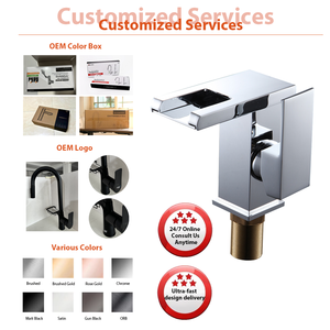 Grifo de Lavabo Monomando de Acero Inoxidable Negro con <span class=keywords><strong>Cascada</strong></span>, Cerámico, Moderno, con Control de Temperatura de <span class=keywords><strong>Agua</strong></span> Fría/Caliente y Luz LED para Baño - Product Image 4