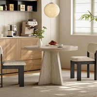 Table à manger moderne en pierre frittée avec cadre en bois massif à montage sous plan, nouveau modèle 2026, haut de gamme, écologique, durable, rotative