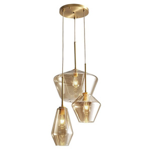 Nordic Modern Minimalist Electroplated Champagne Gold Glass Chandelier Creative <b>Bar</b> Counter for Coffee Shop Living Pendant <b>Light</b> - Product Image 2