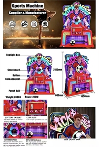 Macchina da Gioco Arcade Kick Mania per Calcio e Calcetto, Test di Forza a Moneta con Struttura in Metallo - Product Image 5